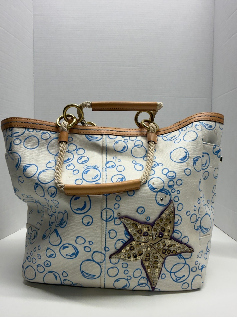 Coach Resort Bubble Tote Bag Purse Canvas Fish Sequins New Rare Limited Edition - Picture 5 of 12